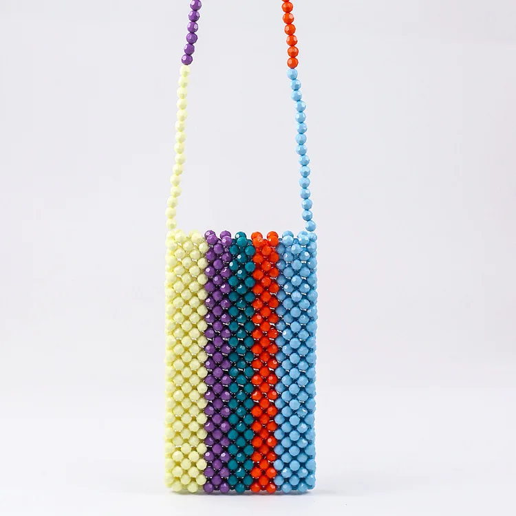 2022 New Fashion Pearl Beaded Woven Shoulder Messenger Bag Luxury Pure Hand-woven Beaded Bucket Bag Handbags Women