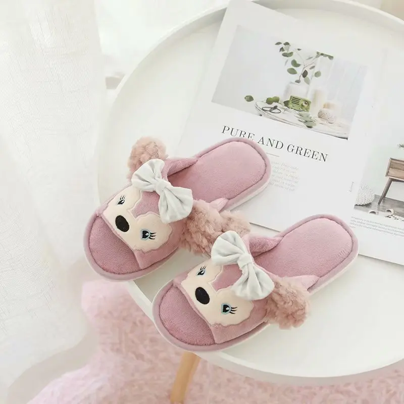 Disney Women Cotton Slippers Cute StellaLou Slippers Ladies Indoor Shoes For Women Winter Home Slippers Female Warm Shoes