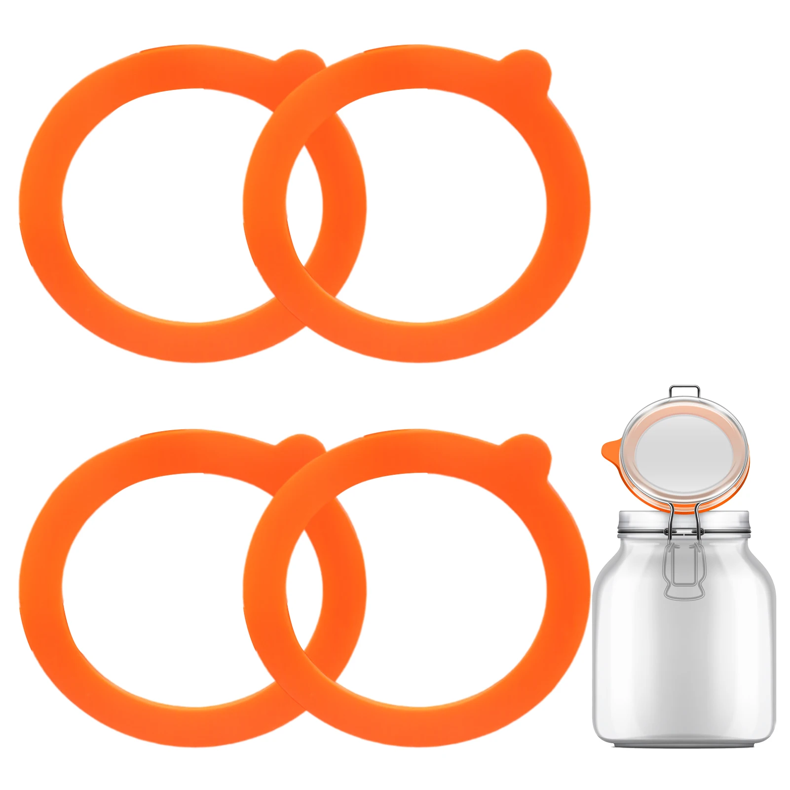 

4pcs Jar Gaskets Glass Can Waterproof Airtight Sealing Ring Silicone Replacement Gaskets for Storage Jars Glass Sealed Cans