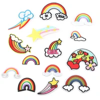 cute rainbow patches iron on patches for clothing stripe rainbow badges embroidered patches sticker on clothes for kids applique