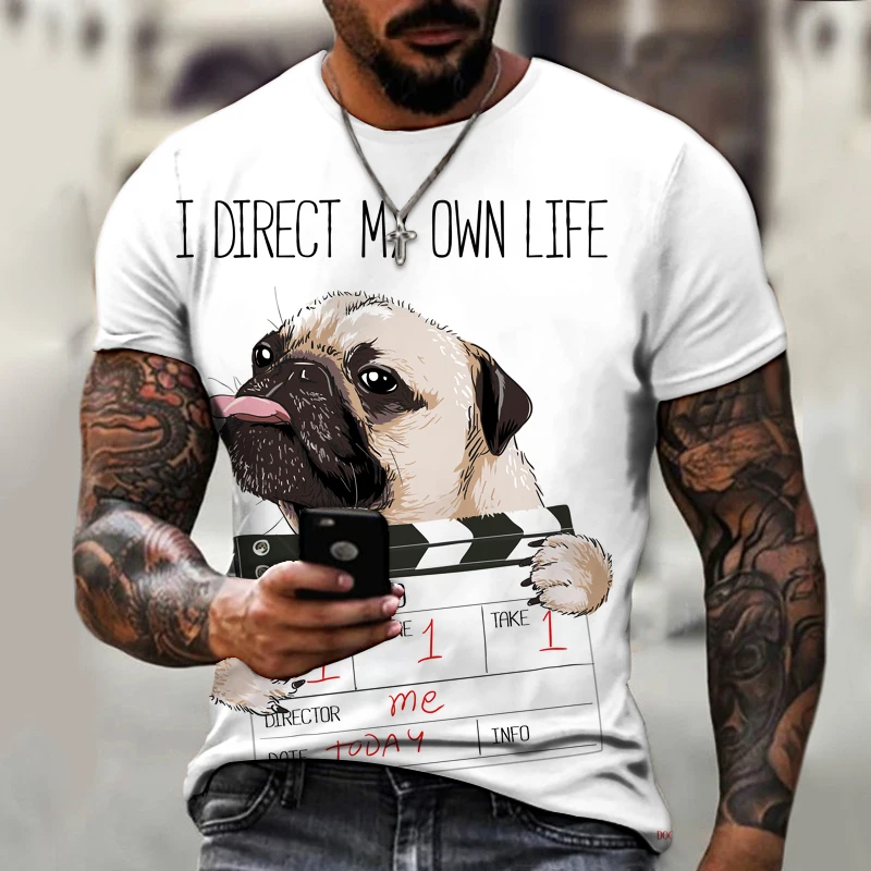 

Dog Animal Print Men's T Shirt Harajuku Graphic Tee Summer Aesthetic Streetwear Love Dog Cute Shirt Short Sleeve Cartoon Top 6XL