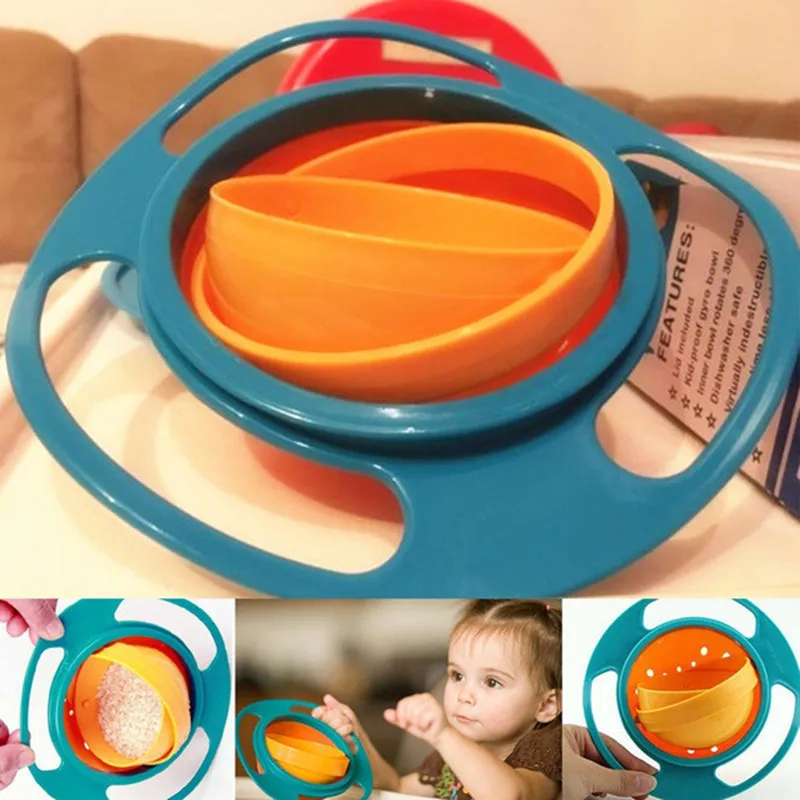 

Universal Gyro Baby Bowl 360 Fegree Rotating Balance Bar Downs Flying Children Umbrella Gadgets Spill-Proof Tablewar Kitchenware