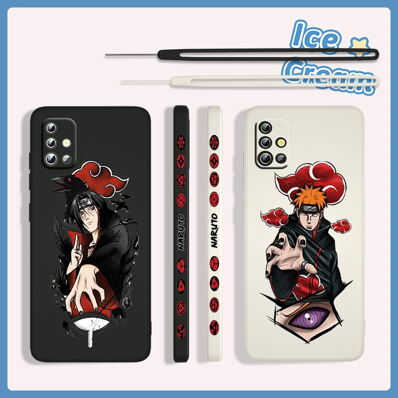 

Anime Naruto Akatsuki Case For Samsung Galaxy A73 A53 A33 A72 A52 A32 A22 A71 A51 A21S 4G 5G Liquid Left Rope Phone Cover Coque