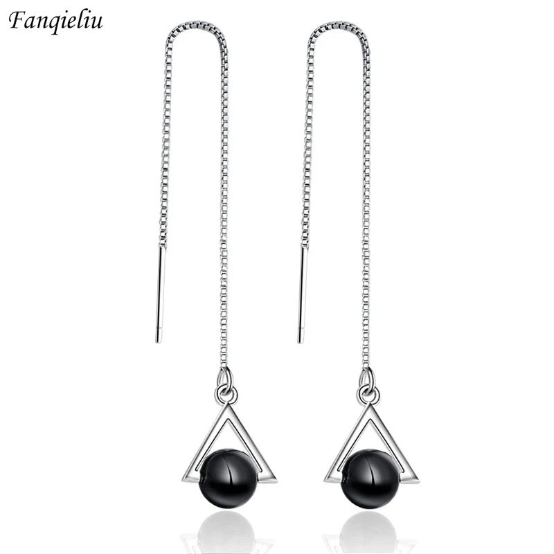 

Fanqieliu S925 Stamp Drop Earrings For Woman Luxury Natural Stone Long Chain Dangler Gift Jewelry Girl Trendy FQL193275