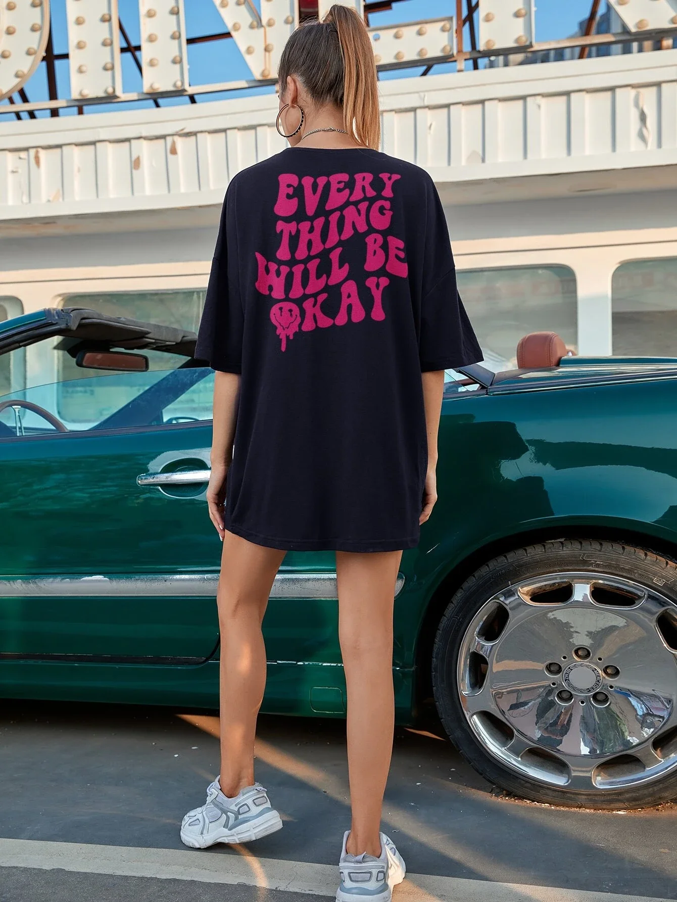 

Slogan & Expression Print Drop Shoulder Tee