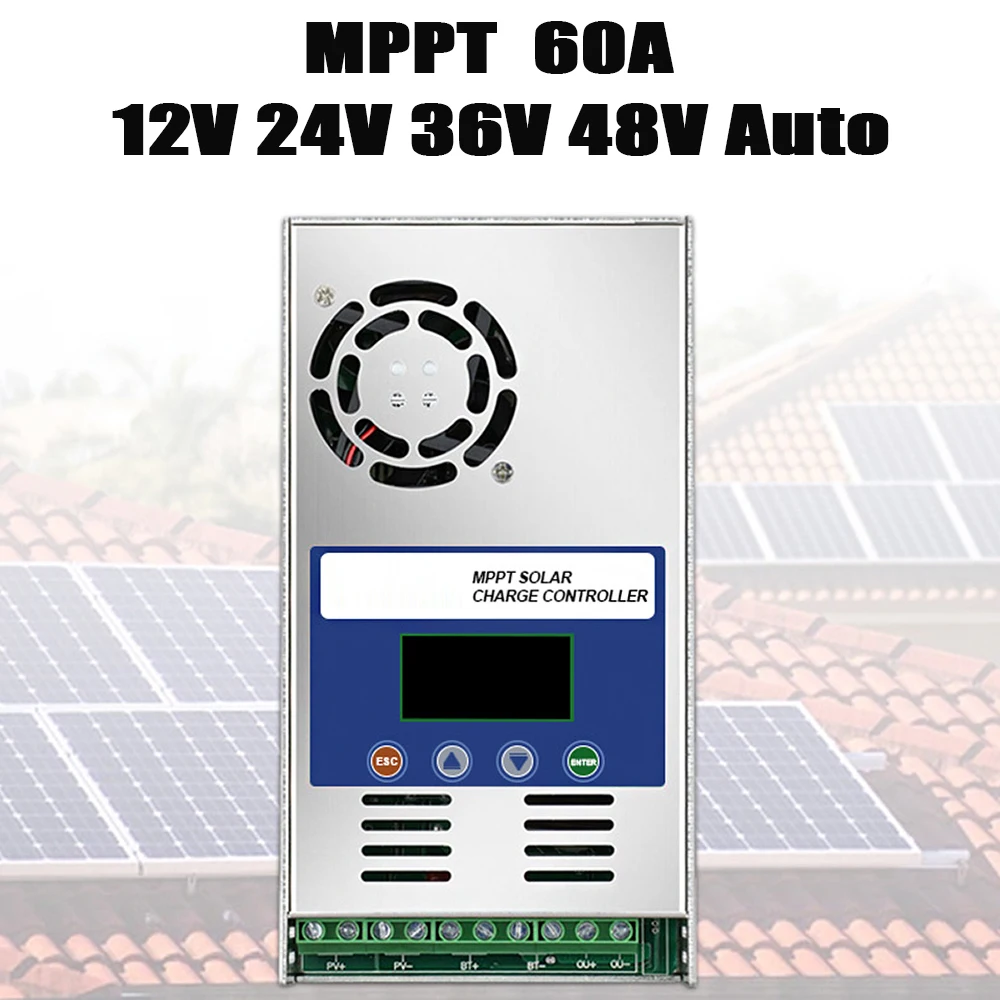 Controlador de Carga Solar do Automóvel de 60a Mppt 12v 24v 36v 48v para a Bateria de Lítio Acidificada ao Chumbo da Entrada Máxima do pv 190voc