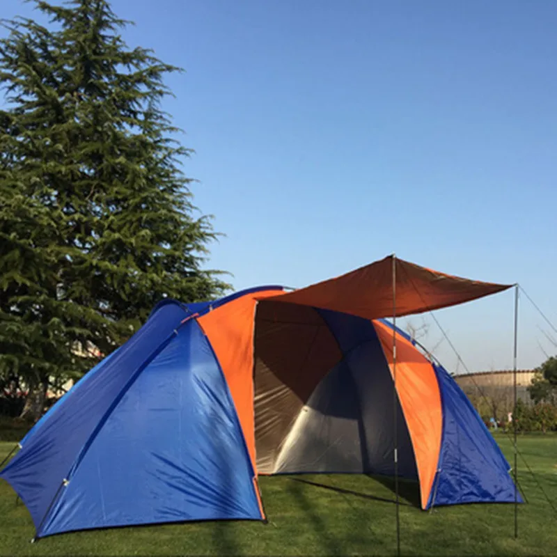 

Палатка на 2-4 человек, большая семейная палатка для отдыха на открытом воздухе, походов, путешествий, 2 комнаты, дышащая, водонепроницаемая, двухслойная