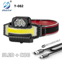 5ledcob rechargeable headlamp fishing headlight super bright lamp red and blue lights camping hiking portable lighting