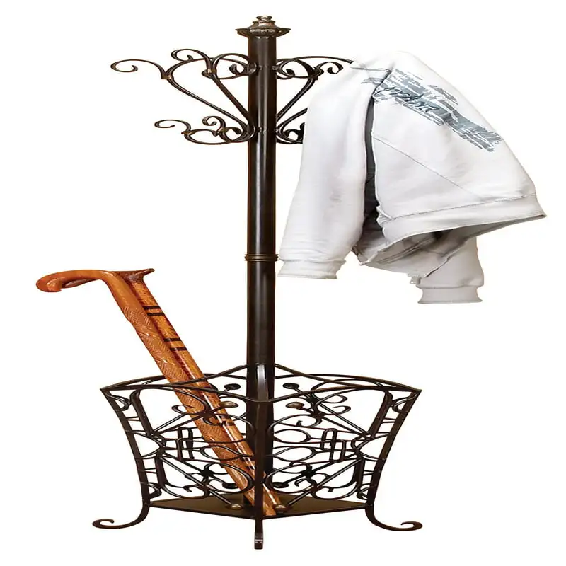 

Fashion Style Bedroom Furniture 11" x 74" Black Metal Vintage Style Coat Rack with Scroll Designs, 1-Piece