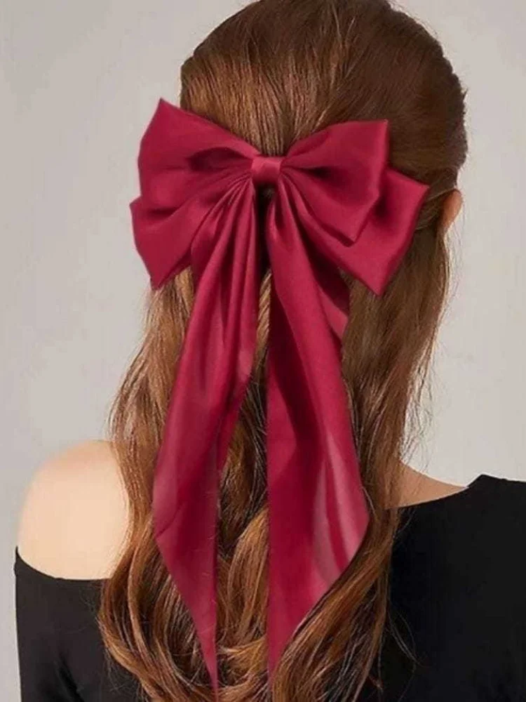 

Ribbon Red Large Bow Hairpin Women Girl Wedding Long Ribbon Korean Hair Clip Fashion Temperament Hair Accessories Gifts