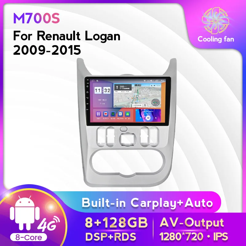 

Автомобильный радиоприемник на Android 11 8 + 128G для Renault Logan 1 Sandero 2009- 2015 GPS-навигация мультимедийный видеоплеер Carplay + Авто WIFI BT