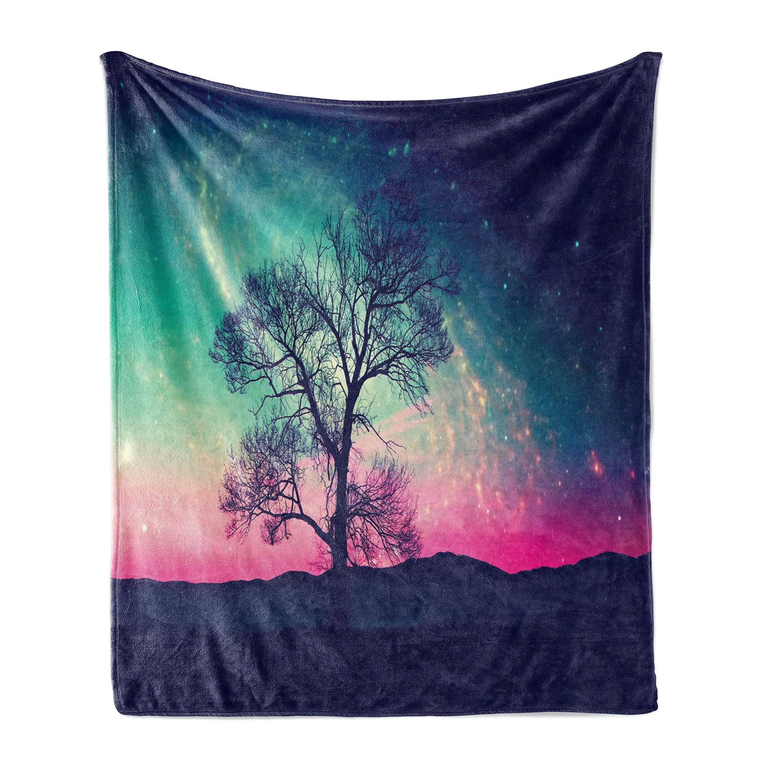 

Galaxy Throw Blanket,Vibrant Stars Space Cosmic Lonely Tree Aurora Borealis Flannel Fleece Blanket for Soft Couch Adults Gifts