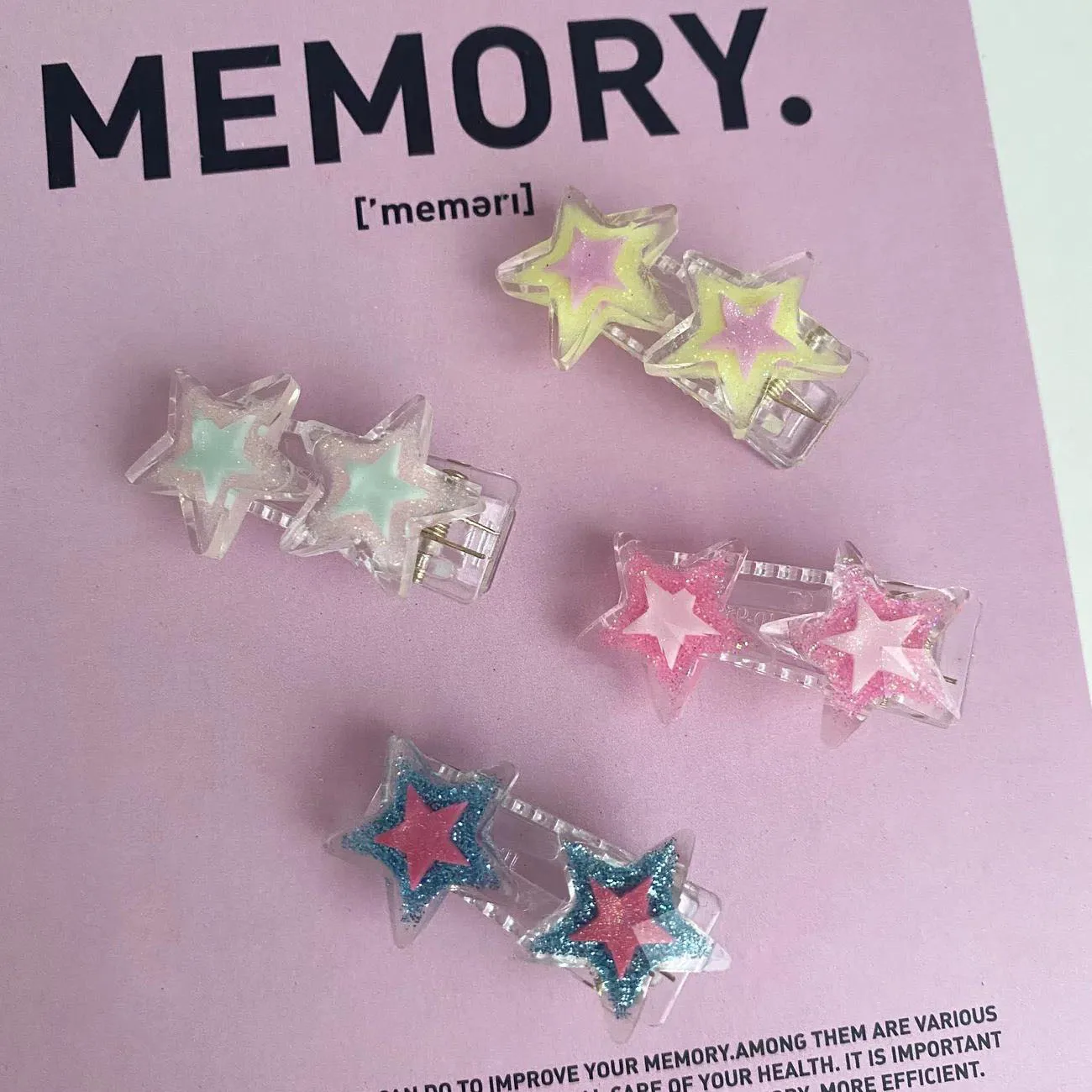 

Sweet Cute Girl Charm Two-Color Contrast Y2k Shining Star Hairpin Resin Niche Sequins Pentagram Banger Fashion Hair Accessories