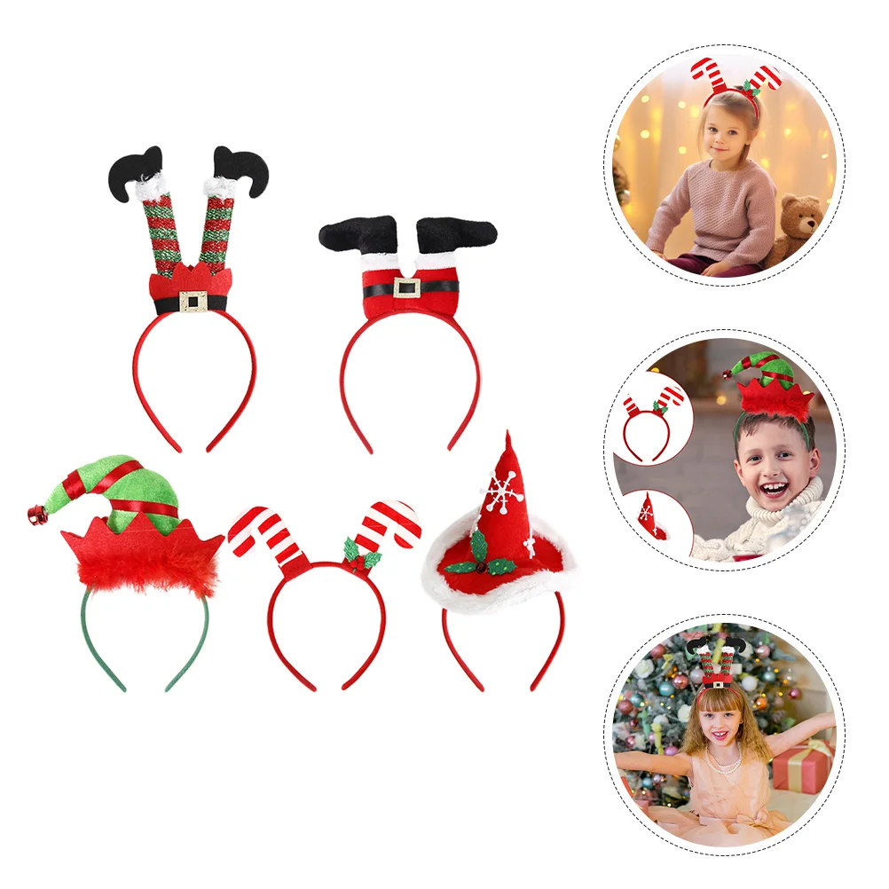 

5Pcs Xmas Headband Christmas Hair Hoops Holiday Headdress Headpieces Party Fancy Dress Decoration