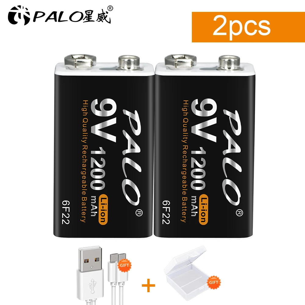 

PALO 1200mAh micro USB 9 Volt li-ion Rechargeable Battery 6F22 9V Li ion Lithium Battery for RC Helicopter Model Microphone Toy