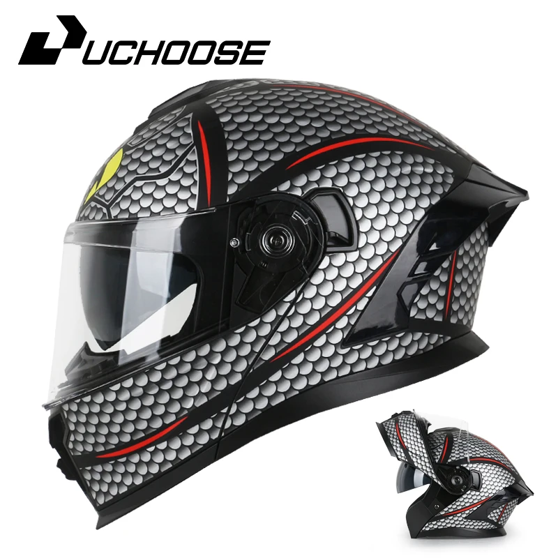 UCHOOSE мотоциклетный анфас шлем для мужчин и женщин модные шлемы с двумя линзами