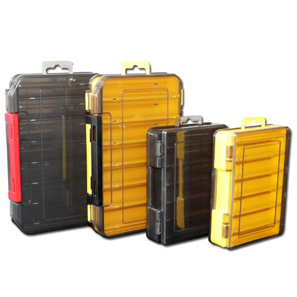 

Double Sided Fishing Tackle Box 12 14 Compartments Bait Lure Hook Storage Box Fishing Accessories Plastic Storage Case wholesale