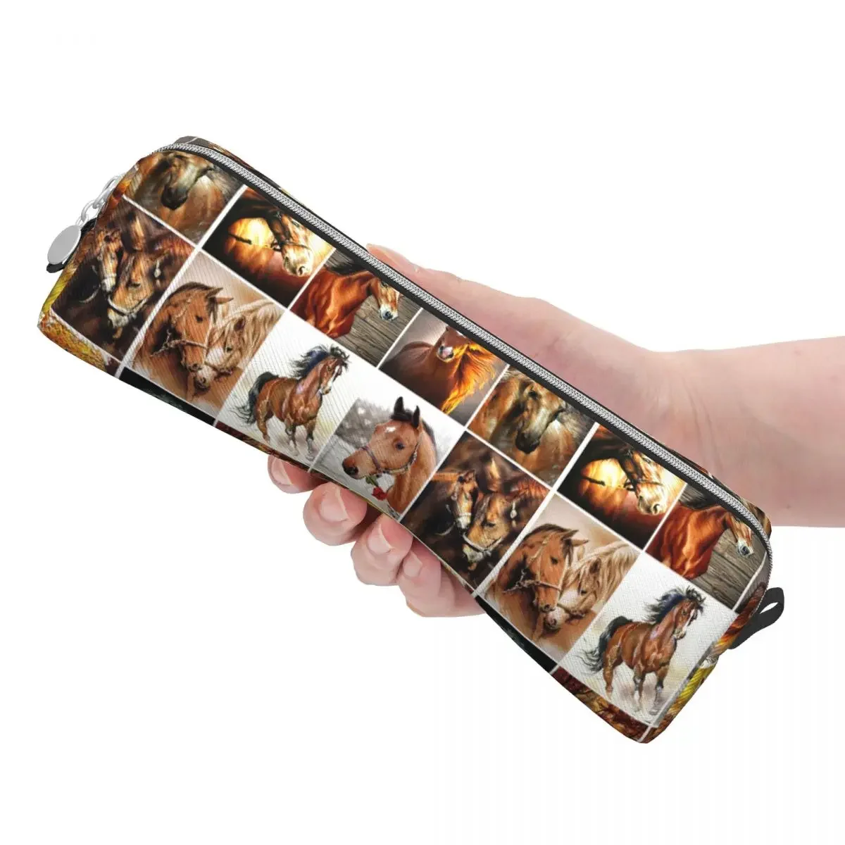 Пенал с рисунком лошади вместительный чехол для карандашей и ручек цыплящими