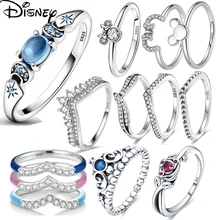 925 Sterling Silver Disney Minnie Mouse Sparkling Head Princess Ring Flower Ring Daisy Rings Original Festival Jewelry Gift