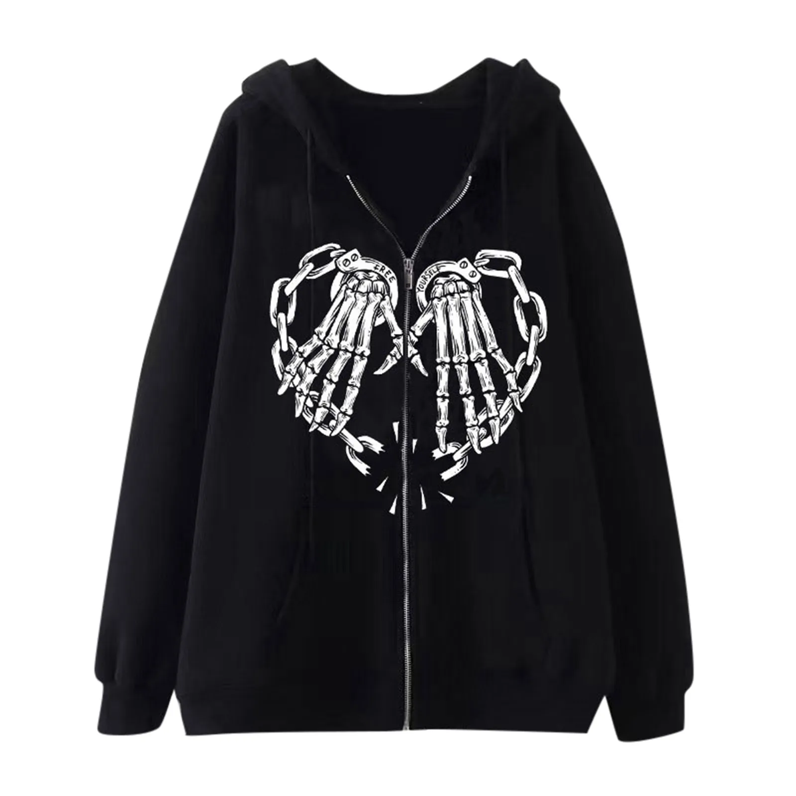 

Sweatshirt For Men Women'S Street Autumn Winter Printed Hoodie Cardigan Coat Velvet Casual Grunge Athletic Hip-Pop Jacket Coat