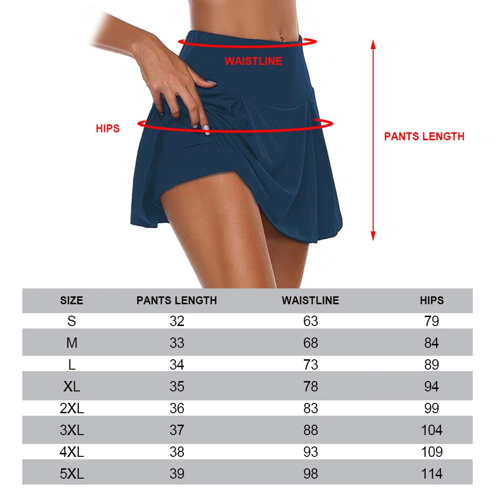 Women Sports Tennis Dance Fitness Quick Drying Solid Female Tennis Running Skort Fitness Running Cycling Fitness Gym Short Skirt