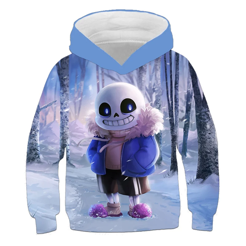 Топы для подростков толстовки с 3D принтом Undertale Sans Модный свитшот длинным рукавом
