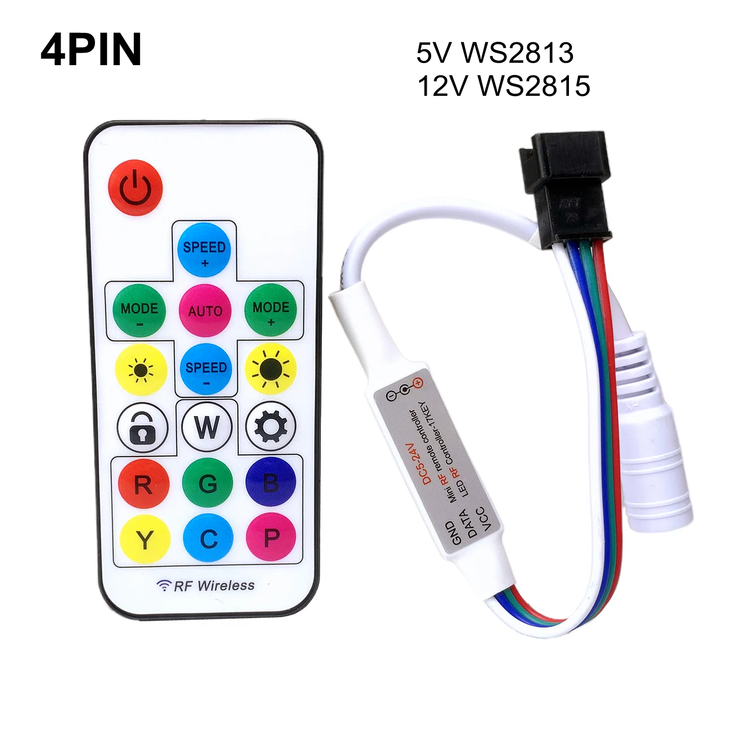 Пульт управления светодиодсветильник кой WS2813 WS2815, 4 контакта, RF, 17 клавиш, 5 В, 12 В, 24 В
