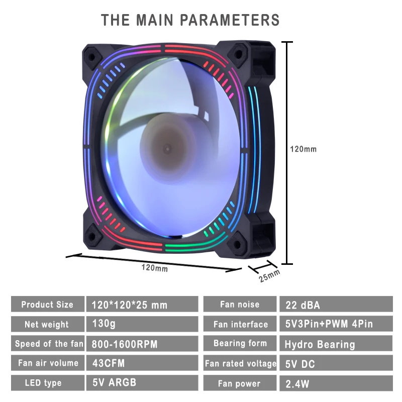 Вентиляторы ПК Ar12pro Вентилятор Компьютерный Корпус 120 мм Кулер 3pin5v Охлаждение 4pin