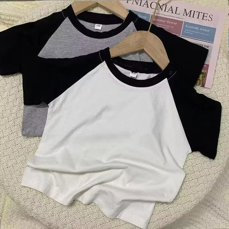 Футболка детская из чистого хлопка с коротким рукавом и милым принтом