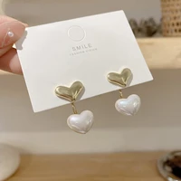 2022 young girls sweet pearl heart shaped pendant earrings korean dodefa jewelry wedding party for womens romantic accessories
