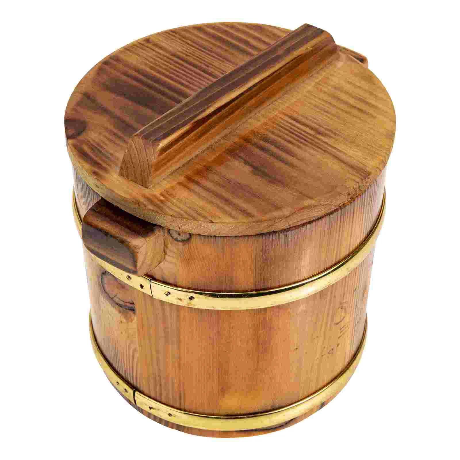 

Rice Sushi Bowl Bucket Tub Wooden Wood Oke Steamer Mixing Steamedhangiri Serving Japanese Lidcooling Container Cooker Holder