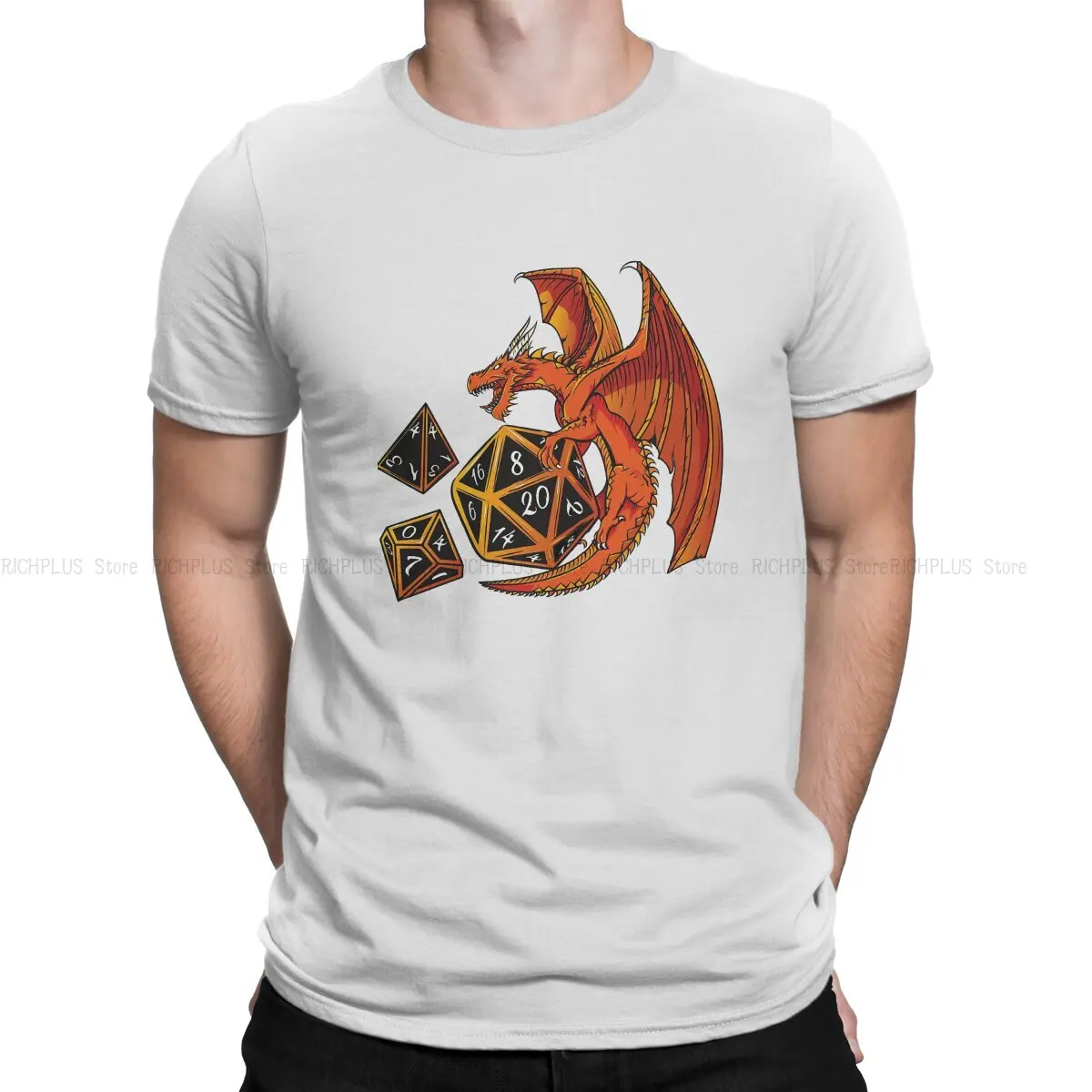 

DnD Game Newest TShirt for Men The Dice Dragon Round Neck Polyester T Shirt Hip Hop Birthday Gifts OutdoorWear