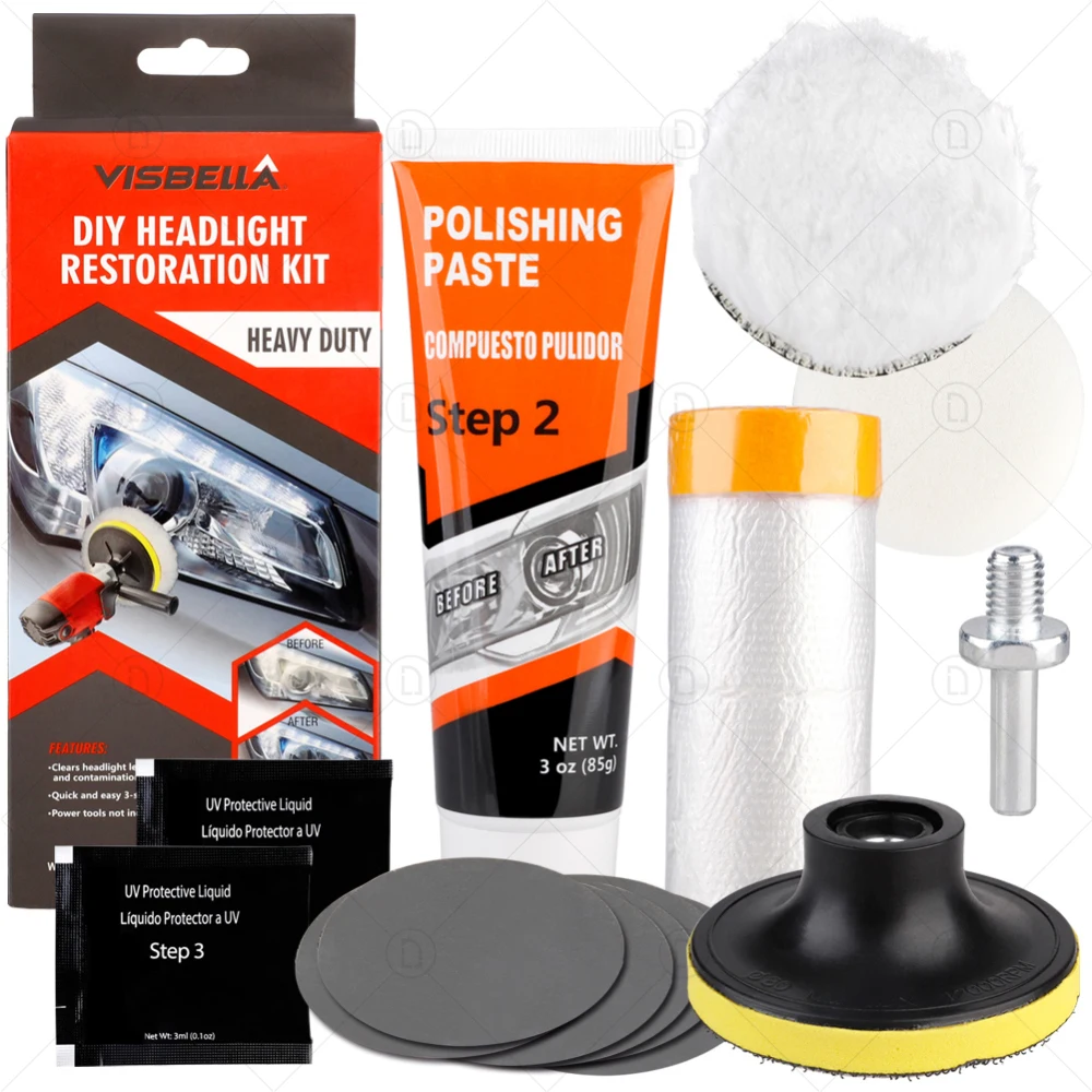 

Refurbish Headlamp Car Front Headlight Restoration Kit Clean Washer Lenses Chemical Renovate Brightener Scratches Repair Polish