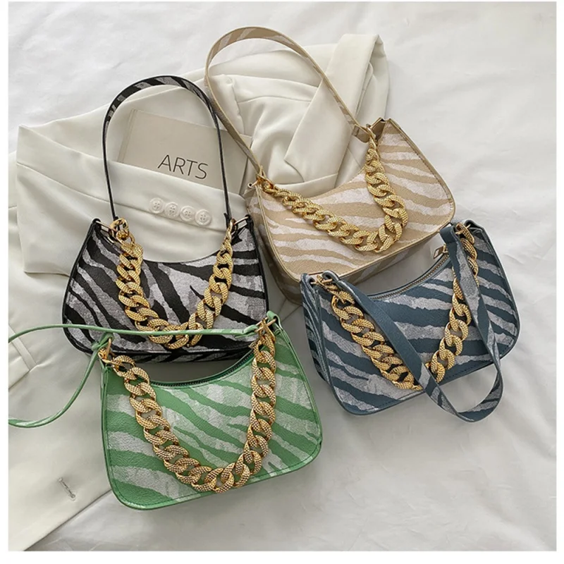 Simple Stripe Square Bags Contrasting Colors Bag Driga Handags For Women 2022 New Fashion Casual Chain Underarm Shoulder Bags