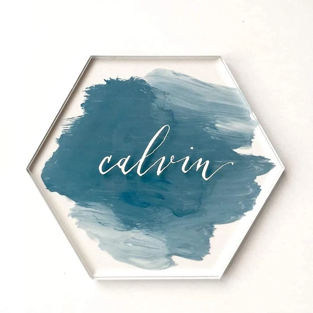 

Clear Hexagon Acrylic Place Card Blank Seat Card Guest Tiles Name Card for Wedding Birthday Party Banquet Food Sign Decoration