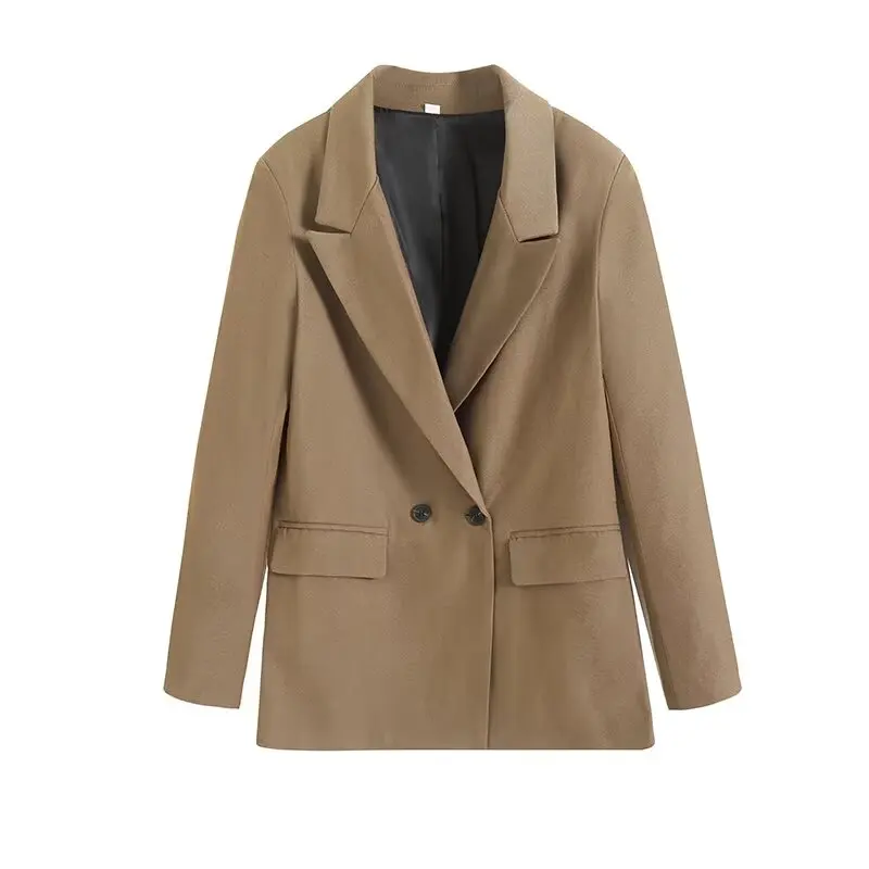 Женский однотонный костюм новый пиджак с отложным воротником в минималистичном