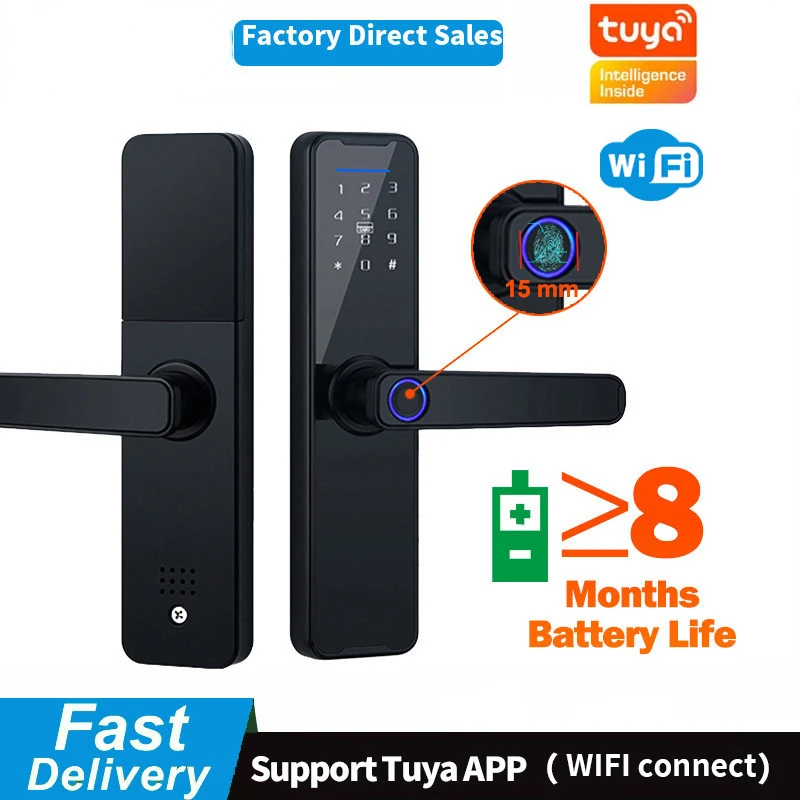 

Tuya Biometric Electronic Lock Digital Smart Door Lock Fingerprint Tuya App Remote Unlocking Keyless Door Lock K7 Pro Genuine