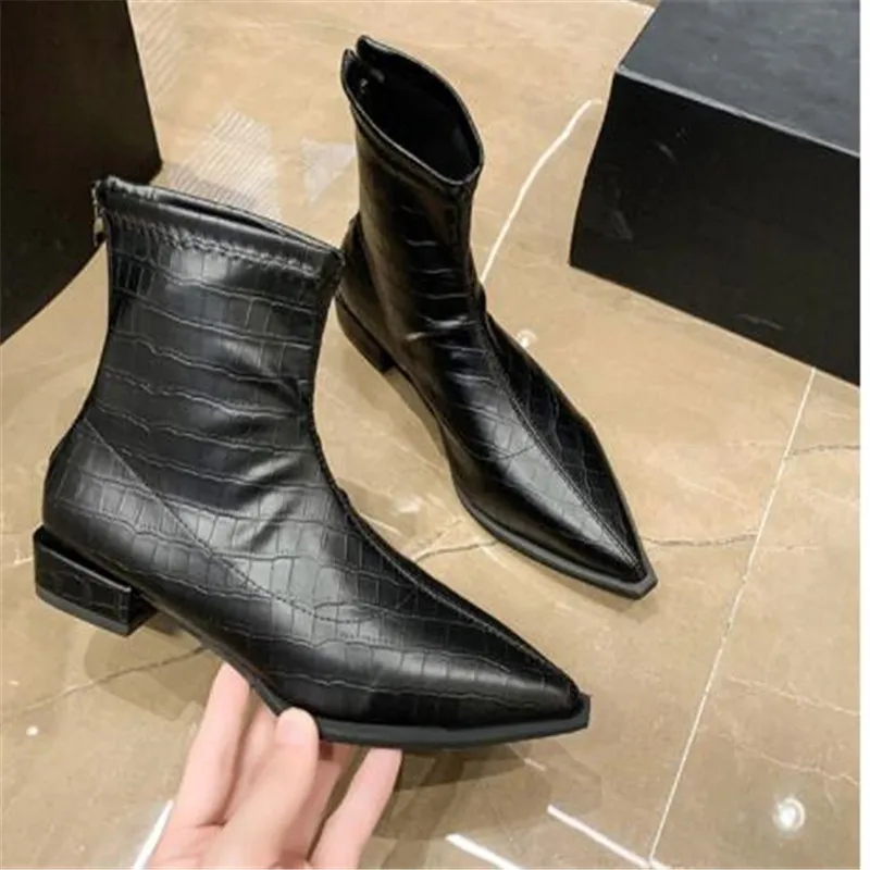 

Women's Boots 2022 Spring Autumn Ankle Boots Fashion Women Silver Zipper Short Boots Ladies Low-heeled Biker Boot Shoes Women