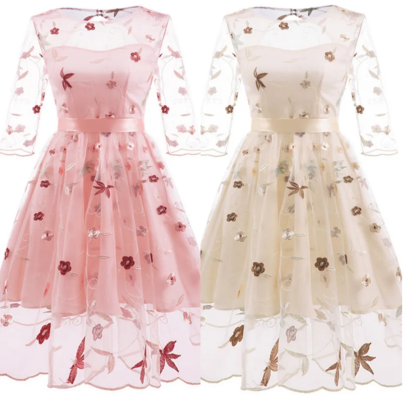 

Женское винтажное платье с коротким рукавом, модельное Элегантное Длинное Платье составного кроя с буффами и кружевом, лето 2022