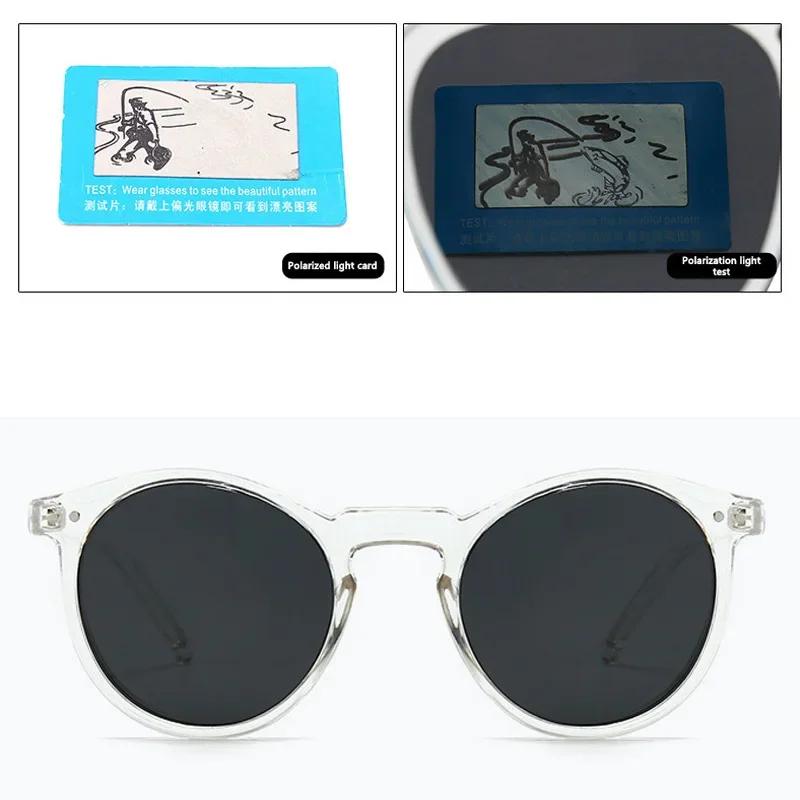 Модные поляризованные солнцезащитные очки в мягкой прозрачной белой оправе с