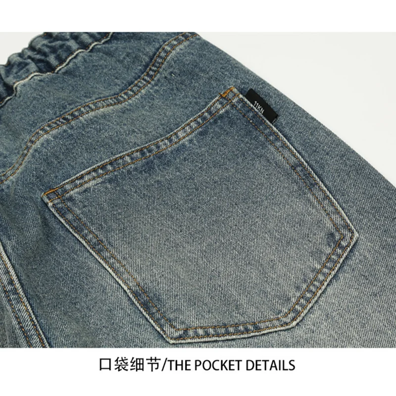 Streetwear Men American Vintage Loose Blue Jeans 2022 Autumn and Winter New Pattern Fashion Straight Cylinder Trousers Female