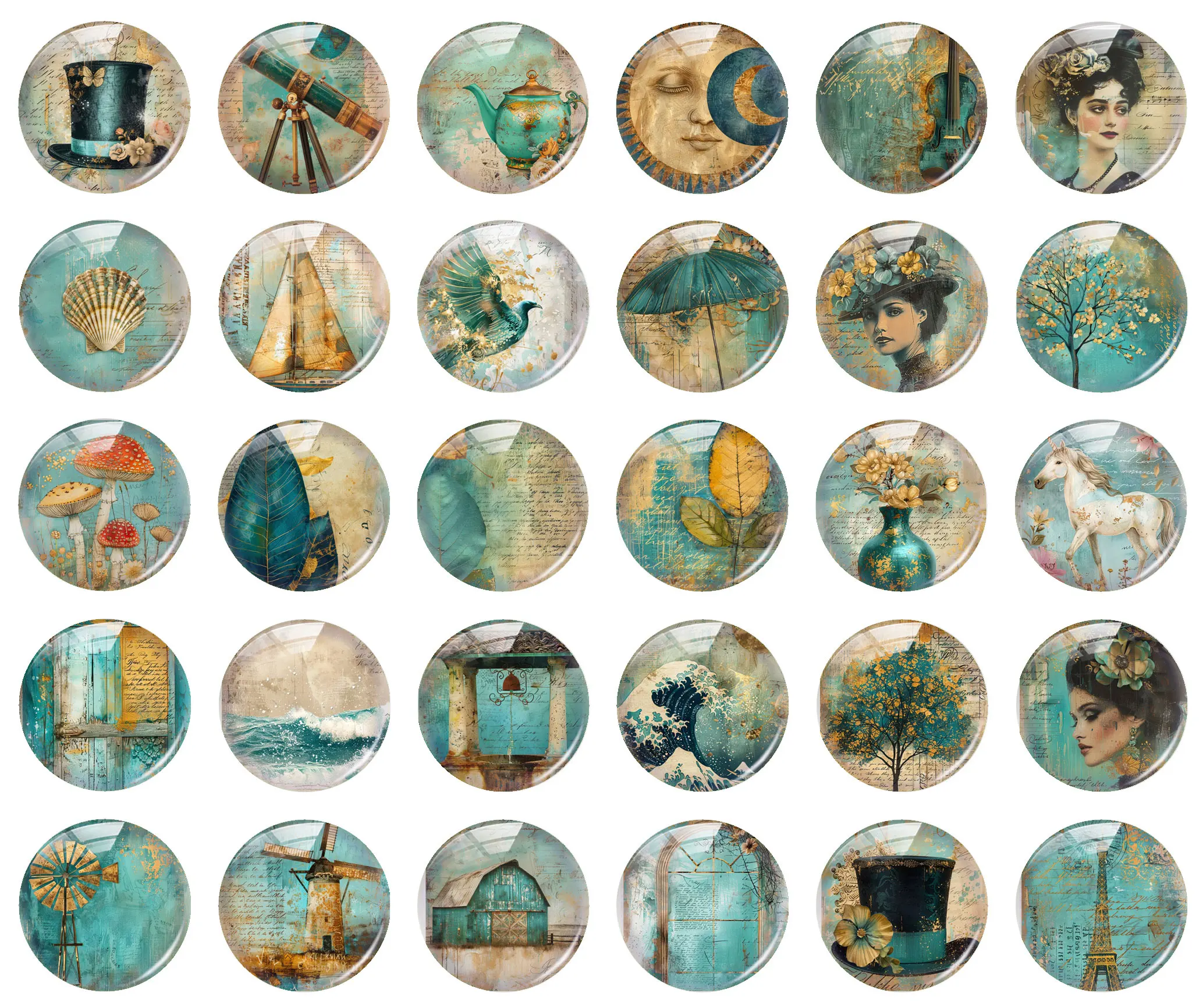 Готический зеленый цветок ручной работы для девочек стеклянный кабошон с