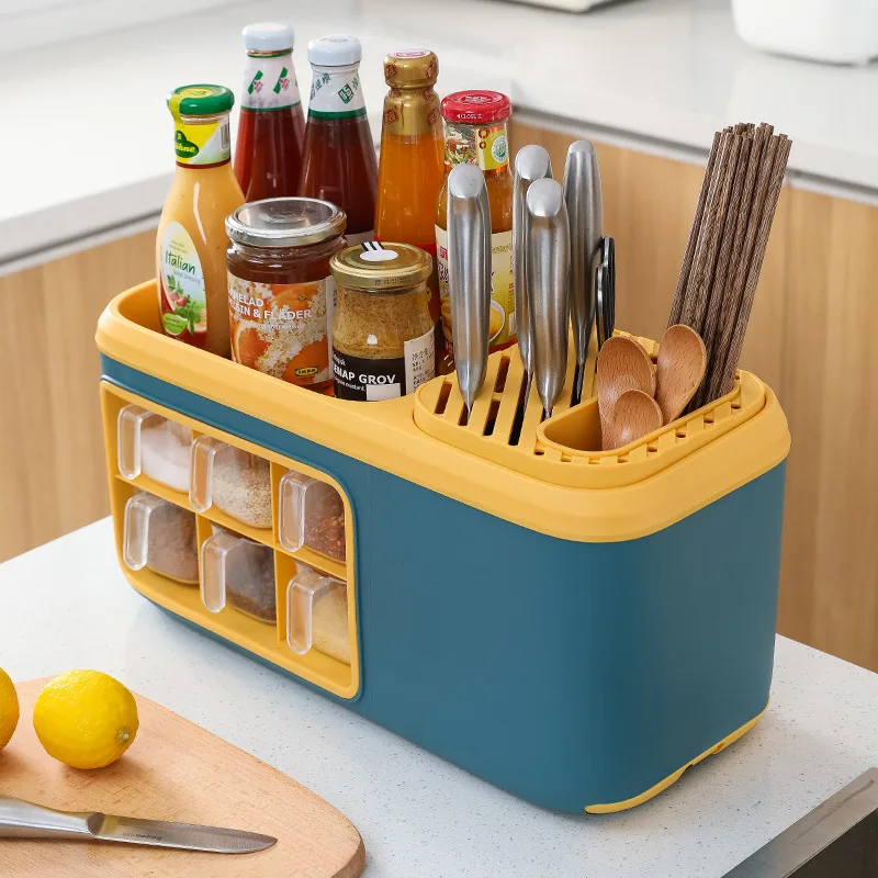 

Knife Rack Content Rack Kitchen Storage Material Rack Storage Chopsticks Seasoning Bottle Household Storage Combination