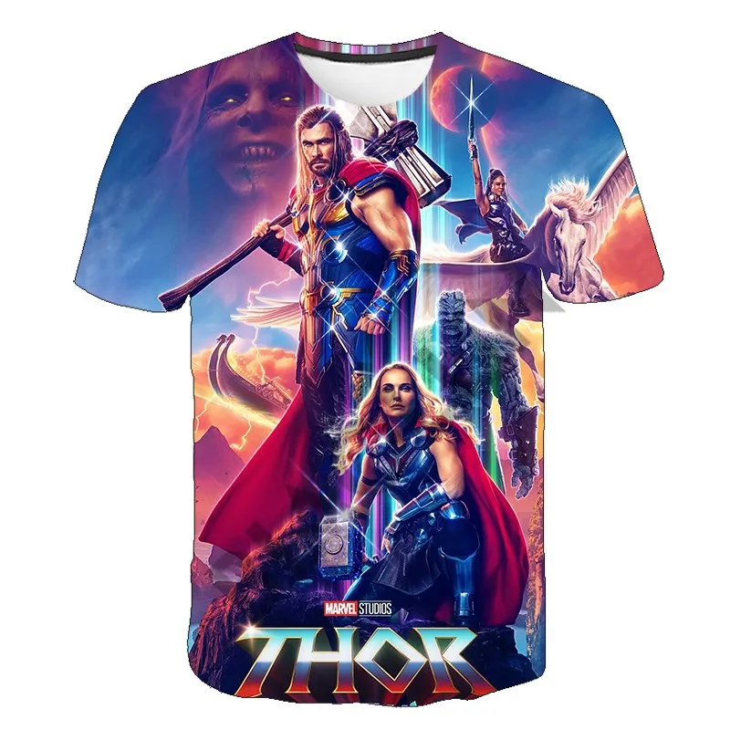 

Marvel New Movie Thor: Love and Thunder 3D Print Boys T-shirts Super Hero Series Children Thor Valkyrie War Cool Tees Fans Tops