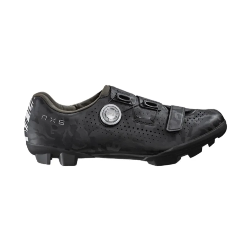 Фото Велотуфли Shimano SH-RX600 GRAVEL с усиленной карбоновой подошвой SPD, цвета: черный/черный, широкие/серебристые/зеленые, оригинал №3