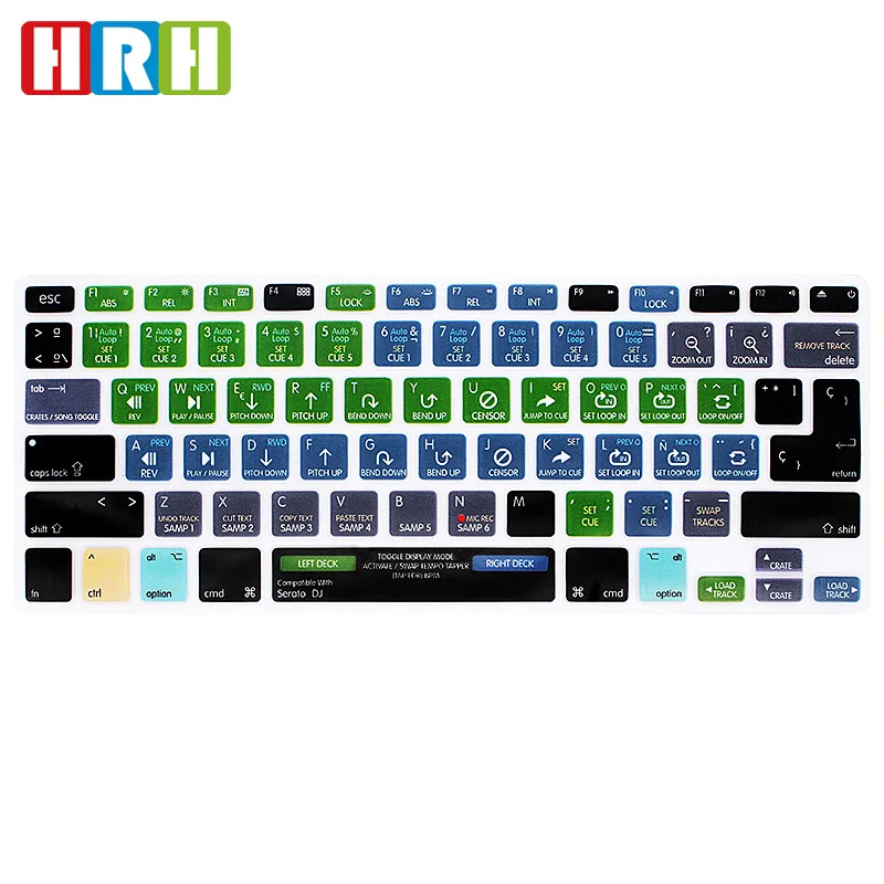 Чехол для клавиатуры HRH Serato DJ с функцией горячих клавиш, силиконовая оболочка для клавиатуры, для Mac Air Pro Retina, 13 дюймов, 15 дюймов, ЕС/США