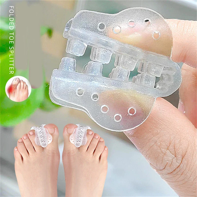 

4Pcs=2Pairs Silicone Fingers Toe Separator Adjuster Hallux Valgus Corrector Feet Care Bunion Bone Thumb Protector Can Be Cut