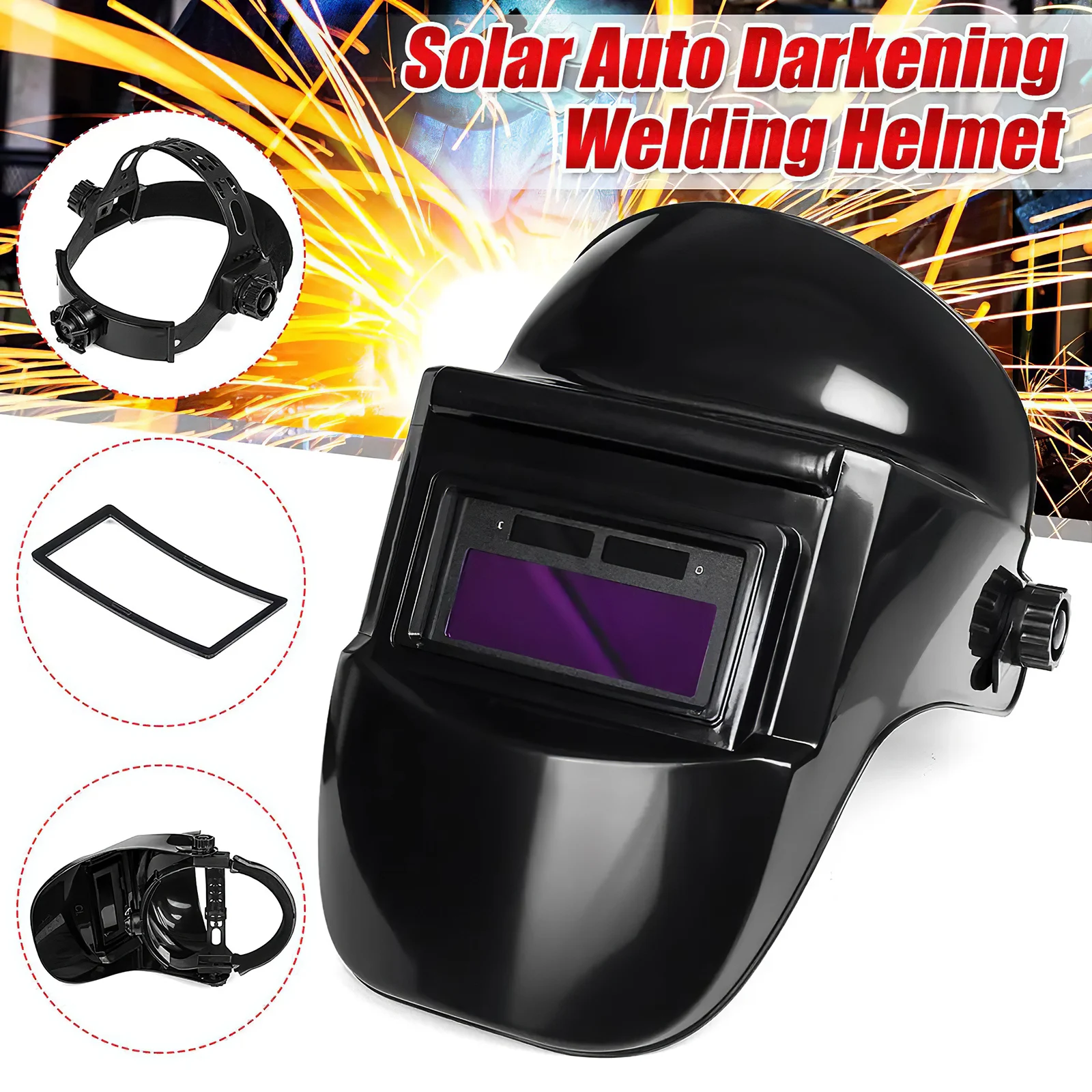 

Solar Auto Darkening Welding Helmet Adjustable Headband for TIG MIG Arc Argon Weld Grinding Welder Mask Electric Welding Cap