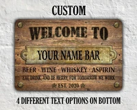 custom wood appearance metal bar signpersonalized wood look metal bar sign vintagestyle