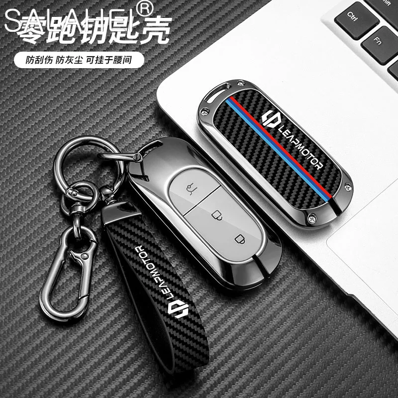 

Zinc Alloy Car Smart Remote Key Fob Case Full Cover Protector Shell Bag For Leapmotor C01 2022 Keyless Keychain Accessories